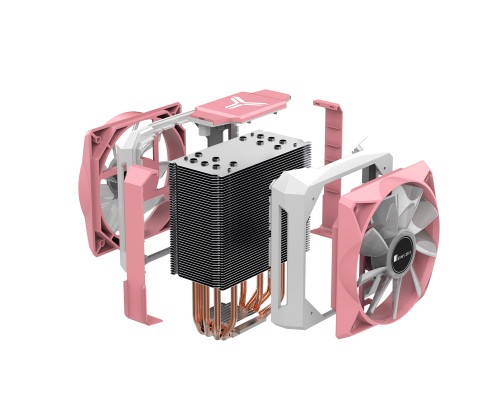 Кулер JONSBO CR-1100 Pink LGA115X/775/AM4/AM3/3+/AM2/+/FM2/+/FM1(12шт/кор, TDP 200W, PWM, 2 x 120mm ARGB Fan, 6 тепловых трубок, 4-pin) Retail