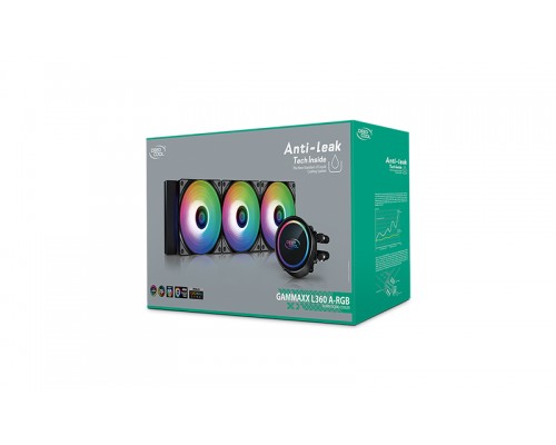 Комплект водяного охлаждения DEEPCOOL GAMMAXX L360 A-RGB LGA20XX/LGA1366/LGA115X/AM4/AM3/+/AM2/+/FM2/+/FM1 (6шт/кор,TDP 220W, A-RGB Lighting, Anti-Leak edition, PWM, TRIPLE FAN) RET