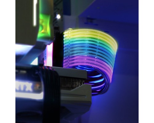 Кабель-удлинитель для БП 1STPLAYER MC-24PIN-01 / RGB, 24-pin, 200mm, 2-pin 5v input / RGB