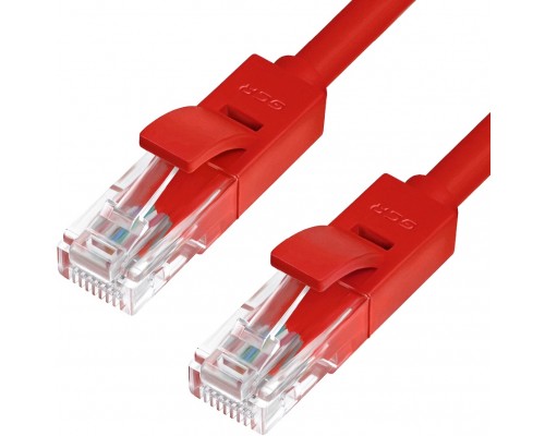 Патчкорд Greenconnect прямой 40.0m, UTP кат.5e, красный, позолоченные контакты, 24 AWG, литой, GCR-LNC04-40.0m, ethernet high speed 1 Гбит/с, RJ45, T568B