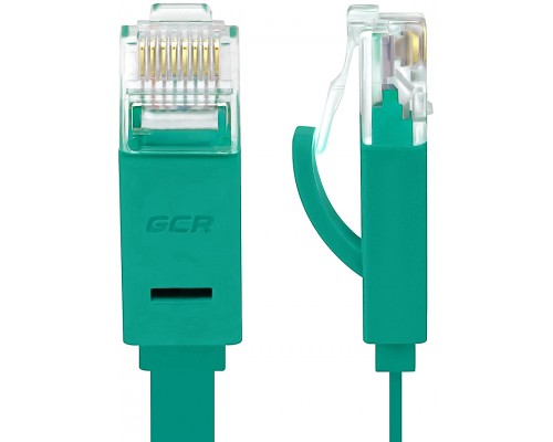 Патчкорд Greenconnect PROF плоский прямой 10.0m, UTP медь кат.6, зеленый, позолоченные контакты, 30 AWG, GCR-LNC625-10.0m, ethernet high speed 10 Гбит/с, RJ45, T568B