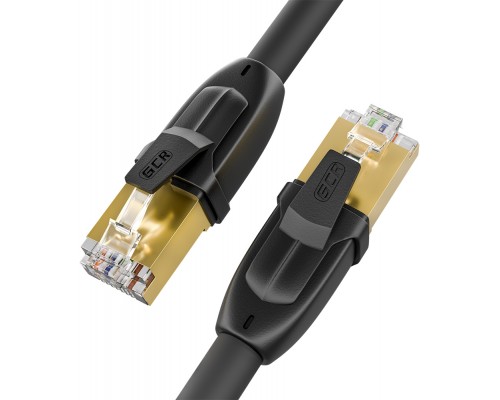 Патчкорд GCR PROF кат.7 ethernet  15.0m F/FTP,  RJ45, CU, 28 AWG, литой, прямой , черный, экранированные коннекторы, GCR-52566