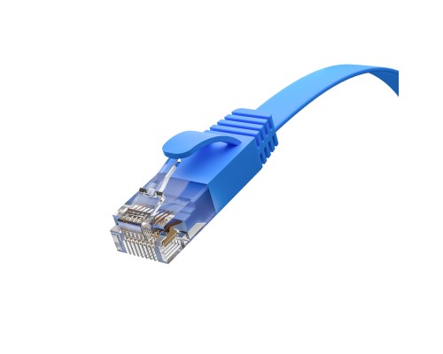 Патчкорд GCR PROF плоский прямой 10.0m, UTP медь кат.6, синий, 30 AWG, ethernet high speed 10 Гбит/с, RJ45, T568B, GCR-52852