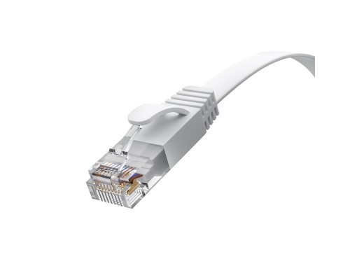 Патчкорд GCR PROF плоский прямой 10.0m, UTP медь кат.6, белый, 30 AWG, ethernet high speed 10 Гбит/с, RJ45, T568B, GCR-52849