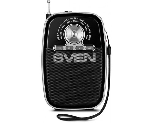 Портативная акустическая система АС SVEN SRP-445, черный (3 Вт, FM/AM, USB, microSD, встроенный аккумулятор)