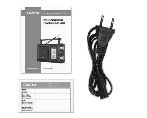 Портативная акустическая система АС SVEN SRP-450, черный (3 Вт, FM/AM/SW)