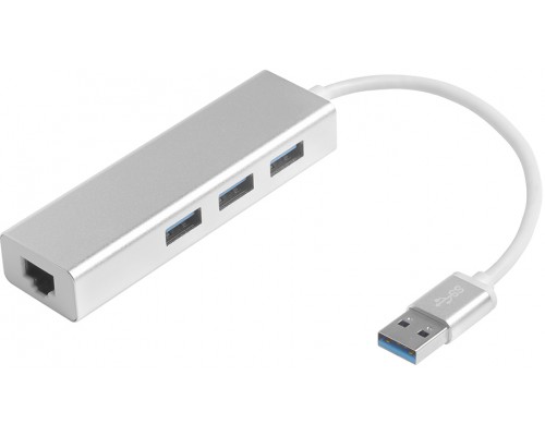 Разветвитель Greenconnect USB 3.0 на 3 порта + 10/100Mbps Ethernet Network metall
