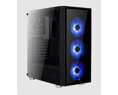 Корпус Aerocool Quartz Blue без БП, ATX, боковое окно, закаленное стекло, черный