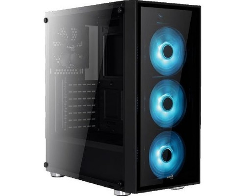 Корпус Aerocool Quartz RGB без БП, ATX, боковое окно, закаленное стекло, черный