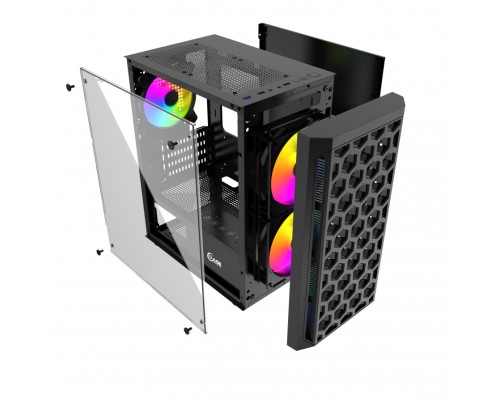 Корпус Powercase Mistral Micro T3B, Tempered Glass, Mesh, 2x 140mm + 1х 120mm 5-color fan, чёрный, mATX  (CMIMTB-L3)