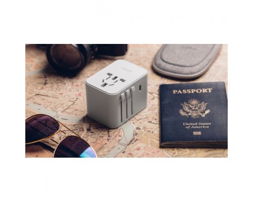 Зарядное устройство Moshi World Travel Adapter with USB-C and USB-A Ports - White