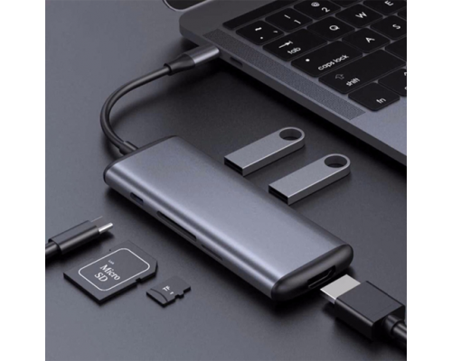 Разветвитель Hagibis Type-C to USB 3.0/HDMI Multifunctional Adapter / 6 ports / with PD & Card Readers