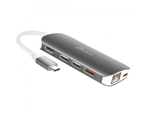 Разветвитель j5create USB-C Multi Adapter-HDMI / Ethernet / USB 3.1 / PD 3.0 / Memory Card Reader / Writer