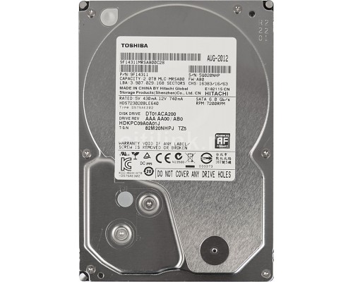 Жесткий диск HDD Toshiba SATA3 2Tb 7200 64Mb