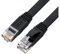 Патчкорд GCR  PROF плоский прямой 20.0m, UTP медь кат.6, черный, 30 AWG, ethernet high speed 10 Гбит/с, RJ45, T568B, GCR-52865                                                                                                                            