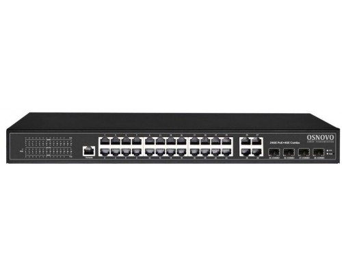 Управляемый L2 PoE коммутатор Gigabit Ethernet на 24 RJ45 PoE + 4 x GE Combo Uplink, до 30W на порт, суммарно до 400W