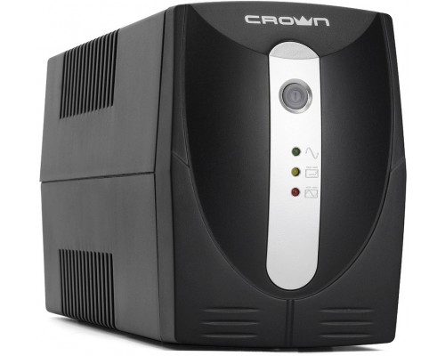 Источник бесперебойного питания UPS CROWN 850VA/480W,  металл, 1x12V/9AH, розетки 2*EURO, трансформатор AVR 155-295V, кабель 1.5 м, защита: батареи, от перегрузки, от КЗ, фильтрация входного напряжения