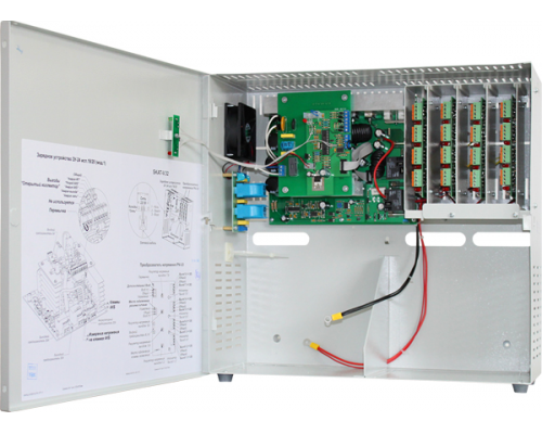 Источник вторичного электропитания SKAT-V.32 power supply, 32 outputs 12-15V, 0.5A channel, case 2 batteries 40Ah