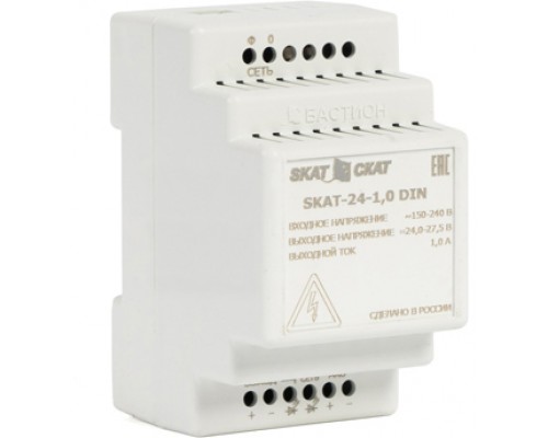 Источник вторичного электропитания SKAT-24-1.0 DIN power supply 24V 1.3A battery ext. 2х4.5-12Ah charge current 1.0 – Iload.