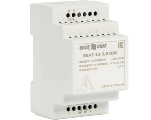 Источник вторичного электропитания SKAT-12-2.0 DIN power supply 12V 2.3A external battery 1х7-17Ah charge current 2.0 – Iload.