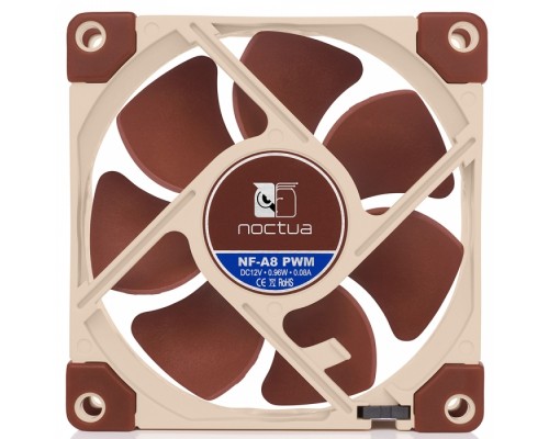 Вентилятор Noctua NF-A8-PWM, вентилятор 80х80х25 мм, 450-2200 об/мин, 18 дБА, PWM