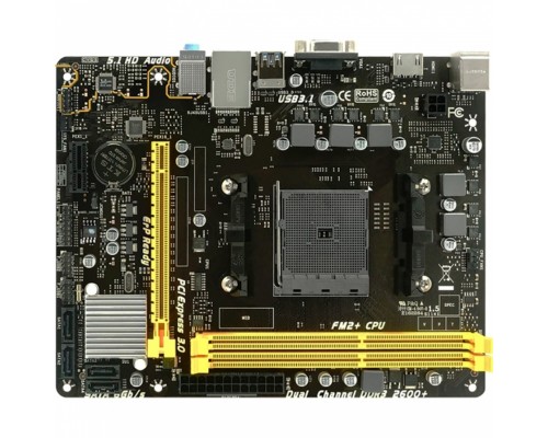 Материнская плата A68MHE, Socket FM2, AMD A68H, 2xDDR3-2133, D-SUB+HDMI, 1xPCI-Ex16, 1xPCI-Ex1, 4xSATA3(RAID 0/1/10), 6 Ch Audio, GLan, (2+4)xUSB2.0, (2+0)xUSB3.2, 2xPS/2, mATX, RTL,