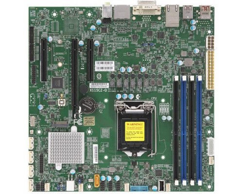 Серверная материнская плата SuperMicro MBD-X11SCZ-Q-O  (LGA1151v2, Q370, 4*DDR4(2666), 5*SATA3 6G RAID, M.2, 3*PCIE, 2*Glan, DVI, 2*DP, 7*USB 3.1, USB Type-C, 7*USB 2.0) OEM