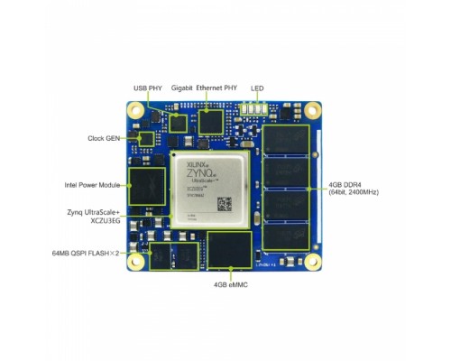 Плата разработки MYIR MYD-CZU4EV-4E4D-1200-C Xilinx Zynq UltraScale+ ZU3EG /ZU4EV /ZU5EV MPSoC based on 1.2 GHz Quad Arm Cortex-A53 and 600MHz Dual Cortex-R5 Core, 4GB DDR4 SDRAM (64 bit, 2400MHz)