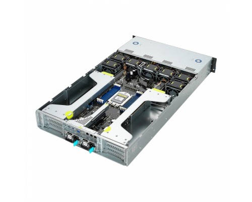 Серверная платформа ESC4000A-E10 Rome & Milan supoprt, 2x SFF8643 + 4x Oculink on backplane, 8x 3.5/2.5 trays, 2x 2200W PSU, front riser for PIKE