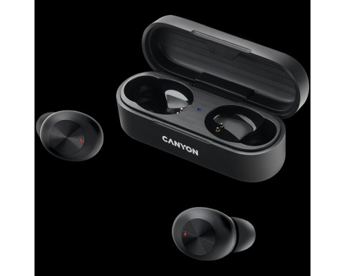 Гарнитура Canyon TWS-1 Bluetooth headset, with microphone, BT V5.0, Bluetrum AB5376A2, battery EarBud 45mAh*2+Charging Case 300mAh, cable length 0.3m, 66*28*24mm, 0.04kg, Black