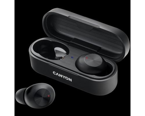 Гарнитура Canyon TWS-1 Bluetooth headset, with microphone, BT V5.0, Bluetrum AB5376A2, battery EarBud 45mAh*2+Charging Case 300mAh, cable length 0.3m, 66*28*24mm, 0.04kg, Black