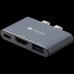 Док-станция CANYON DS-1 Multiport Docking Station with 3 port, with Thunderbolt 3 Dual type C male port, 1*Thunderbolt 3 female+1*HDMI+1*USB3.0. Input 100-240V, Output USB-C PD100W&USB-A 5V/1A, Aluminium alloy, Space gray, 59*35.5*10mm, 0.028kg