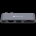 Док-станция CANYON DS-5 Multiport Docking Station with 5 port, with Thunderbolt 3 Dual type C male port, 1*Thunderbolt 3 female+1*HDMI+1*USB3.0+1*SD+1*TF. Input 100-240V, Output USB-C PD100W&USB-A 5V/1A, Aluminium alloy, Space gray, 90*41*11mm, 0.04k