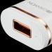 Адаптер питания CANYON H-01 Universal 1xUSB AC charger (in wall) with over-voltage protection, Input 100V-240V, Output 5V-1A, white glossy plastic + rose-gold stripe, 64.5*36.2*18.6mm, 0.023kg