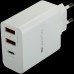 Адаптер питания CANYON H-08 Universal 3xUSB AC charger (in wall) with over-voltage protection(1 USB-C with PD Quick Charger), Input 100V-240V, OutputUSB-A/5V-2.4A+USB-C/PD30W, with Smart IC, White Glossy Color+ orange plastic part of USB, 96.8*52.48*