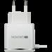 Адаптер питания CANYON H-043 Universal 1xUSB AC charger (in wall) with over-voltage protection, plus lightning USB connector, Input 100V-240V, Output 5V-2.1A, with Smart IC, white(silver electroplated stripe), cable length 1m, 81*47.2*27mm, 0.059kg