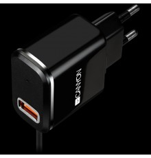 Адаптер питания CANYON H-041 Universal 1xUSB AC charger (in wall) with over-voltage protection, plus Micro USB connector, Input 100V-240V, Output 5V-2.1A, with Smart IC, black (silver stripe), cable length 1m, 81*47.2*27mm, 0.059kg                   