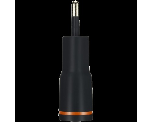 Адаптер питания CANYON H-01 Universal 1xUSB AC charger (in wall) with over-voltage protection, Input 100V-240V, Output 5V-1A, black plastic +rubber coating (orange stripe), 64.5*36.2*18.6mm, 0.023kg