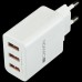 Адаптер питания CANYON H-05 Universal 3xUSB AC charger (in wall) with over-voltage protection, Input 100V-240V, Output 5V-4.2A, with Smart IC, white glossy color+ orange plastic part of USB, 89*46.3*27.2mm, 0.063kg