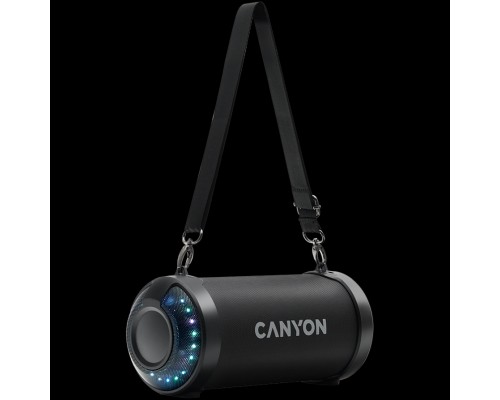 Портативная аудиосистема Canyon BSP-7 Bluetooth Speaker, BT V5.0, Jieli JLAC6925B, 3.5mm AUX, 1*USB-A port, micro-USB port, 1500mAh lithium ion  battery, Black, cable length 0.6m, 278*117 *128mm, 0.941kg