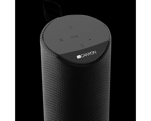 Портативная аудиосистема CANYON BSP-51 Bluetooth Speaker, BT V5.0, Jieli AC6925B, Built in microphone, TF card support, 3.5mm AUX, micro-USB port, 1200mAh polymer battery, Black, cable length 0.5m, 65*65*165mm, 0.326kg