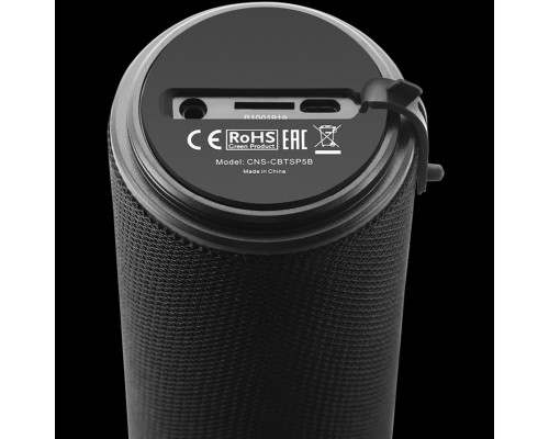 Портативная аудиосистема CANYON BSP-51 Bluetooth Speaker, BT V5.0, Jieli AC6925B, Built in microphone, TF card support, 3.5mm AUX, micro-USB port, 1200mAh polymer battery, Black, cable length 0.5m, 65*65*165mm, 0.326kg