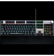 Клавиатура Wired Gaming Keyboard,Black 104 mechanical switches,60 million times key life, 22 types of lights,Removable magnetic wrist rest,4 Multifunctional control knobs,Trigger actuation 1.5mm,1.6m Braided cable,RU layout,dark grey, size:435*125*37