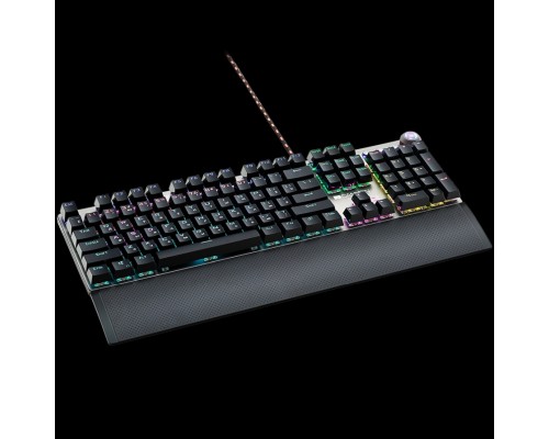 Клавиатура Wired Gaming Keyboard,Black 104 mechanical switches,60 million times key life, 22 types of lights,Removable magnetic wrist rest,4 Multifunctional control knobs,Trigger actuation 1.5mm,1.6m Braided cable,RU layout,dark grey, size:435*125*37