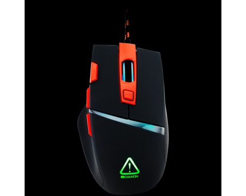 Мышь CANYON Sulaco GM-4 Wired Gaming Mouse with 7 programmable buttons, Pixart sensor of new generation, 4 levels of DPI and up to 4200, 5 million times key life, 1.65m Braided USB cable,rubber coating surface and RGB lights with 5 LED flowing mode,