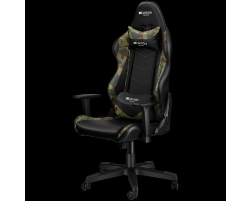 Игровое кресло CANYON Argama GС-4AO Gaming chair, PU leather, Original foam and Cold molded foam, Metal Frame, Top gun mechanism, 90-165 dgree, 3D armrest, Class 4 gas lift, Nylon 5 Stars Base, 60mm PU caster, Black+camouflage pattern