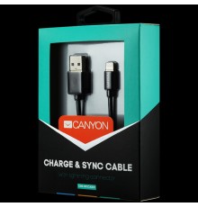 Кабель CANYON кабель, цвет - черный, разъем USB-Lightning, сертификат MFI/Apple, длина 1 м.                                                                                                                                                               