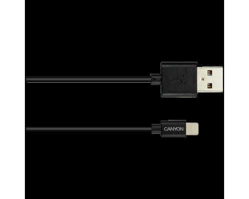 Кабель CANYON кабель, цвет - черный, разъем USB-Lightning, сертификат MFI/Apple, длина 1 м.