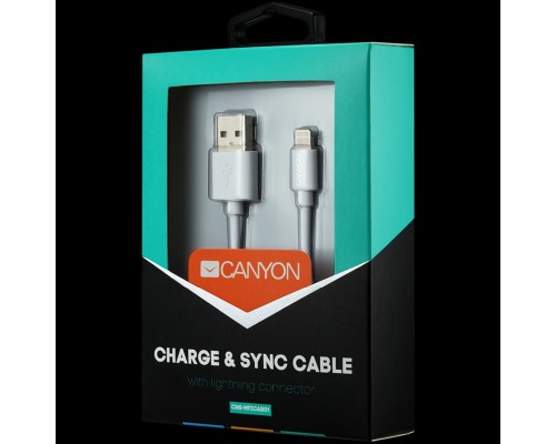 Кабель CANYON кабель, цвет - белый, разъем USB-Lightning, сертификат MFI/Apple, длина 1 м.