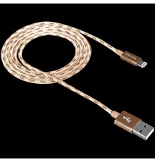 Кабель CANYON CFI-3 Lightning USB Cable for Apple, braided, metallic shell, cable length 1m, Gold, 14.9*6.8*1000mm, 0.02kg                                                                                                                                